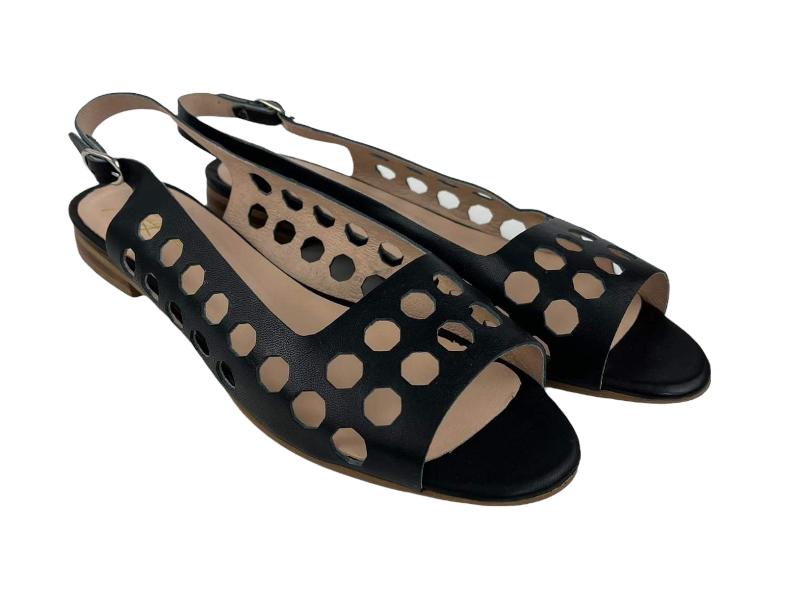 Ragaza | Sandales en cuir embossé noir