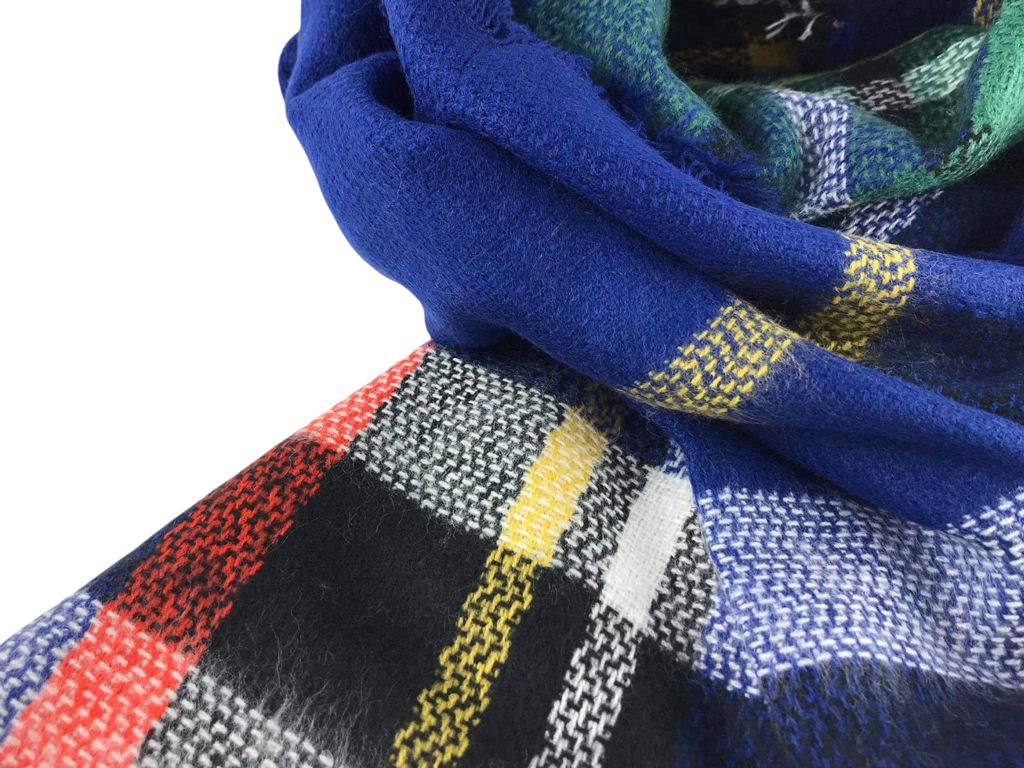 Da Ponte| Women's scarf in acrylic wool with blue, green, orange and black squares Rose