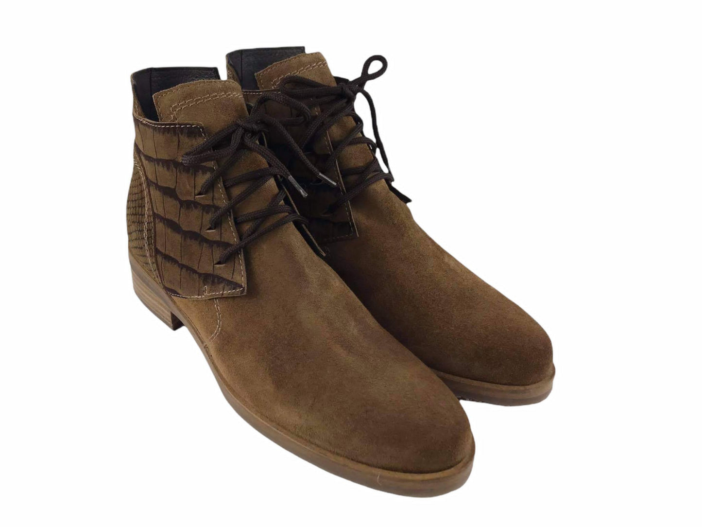 Plumers | Ibiza women's flat ankle boots, with laces, in tan suede leather
