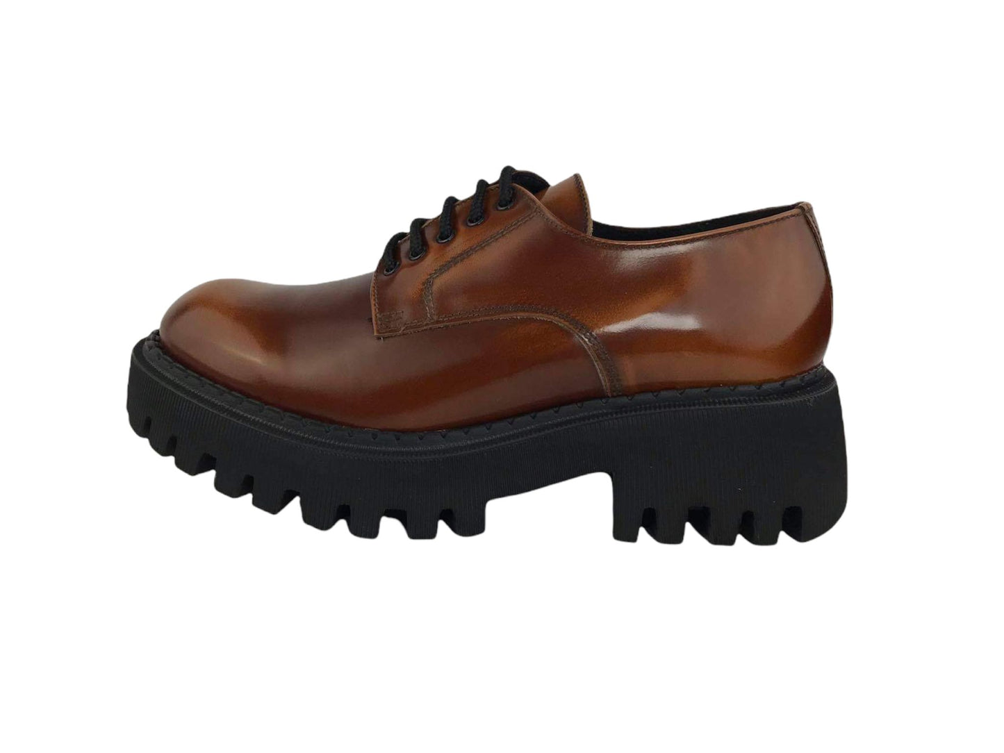 Marnat | Chaussures femme Ambra style Oxford à lacets en cuir ciré couleur caramel