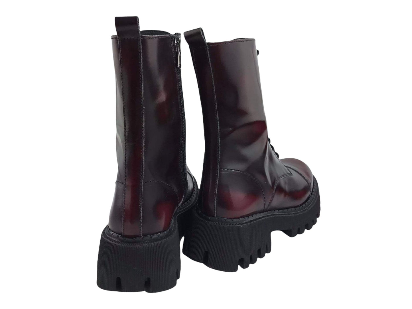 marnate | Women's Zareb military boots in maroon waxed leather