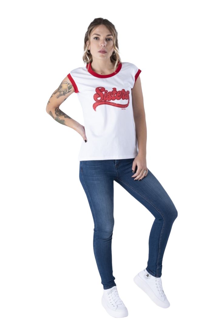 Animosa | Camiseta deportiva mujer Sisters blanca y roja