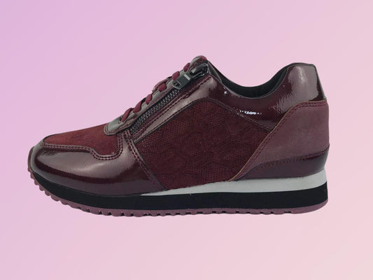 Cutillas | Sneakers de mujer con elásticos y cremallera Brisa burdeos