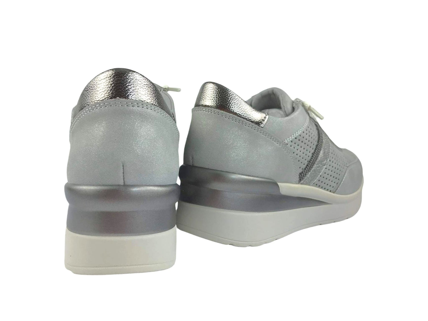 FLEXpies |Sneakers mujer con cordones elásticos gris piel
