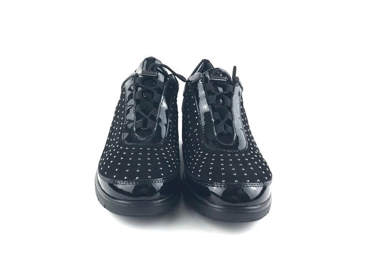 Cutillas | Zapatos - sneakers mujer con cordones y cuña negros Cleo