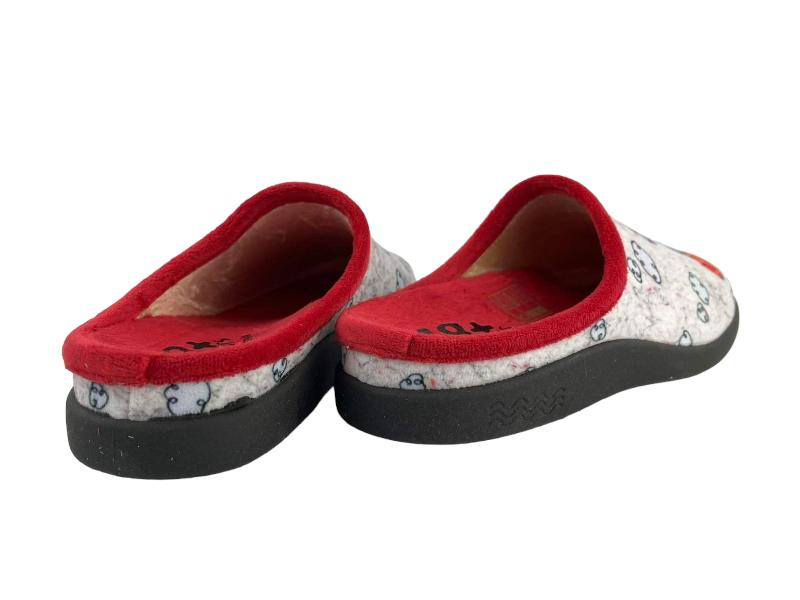 48 Hours | Zapatillas de casa divertidas descalzas mujer gris y rojas Eres genial