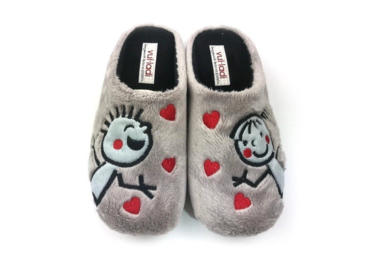 Vulladi | Women's barefoot slippers Kids and brown hearts