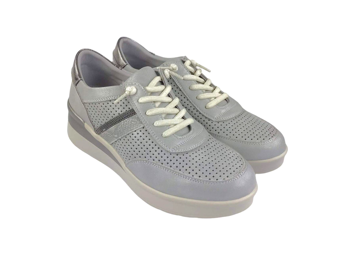 FLEXpies | Women's sneakers with elastic laces leather gray