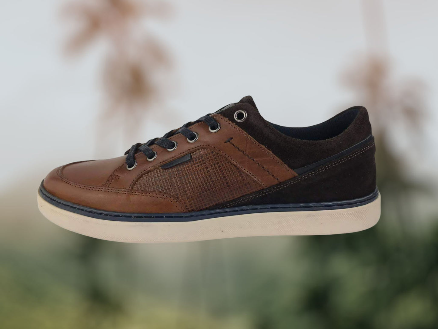 48Hours | Street sneakers with laces in caramel colored leather Belize