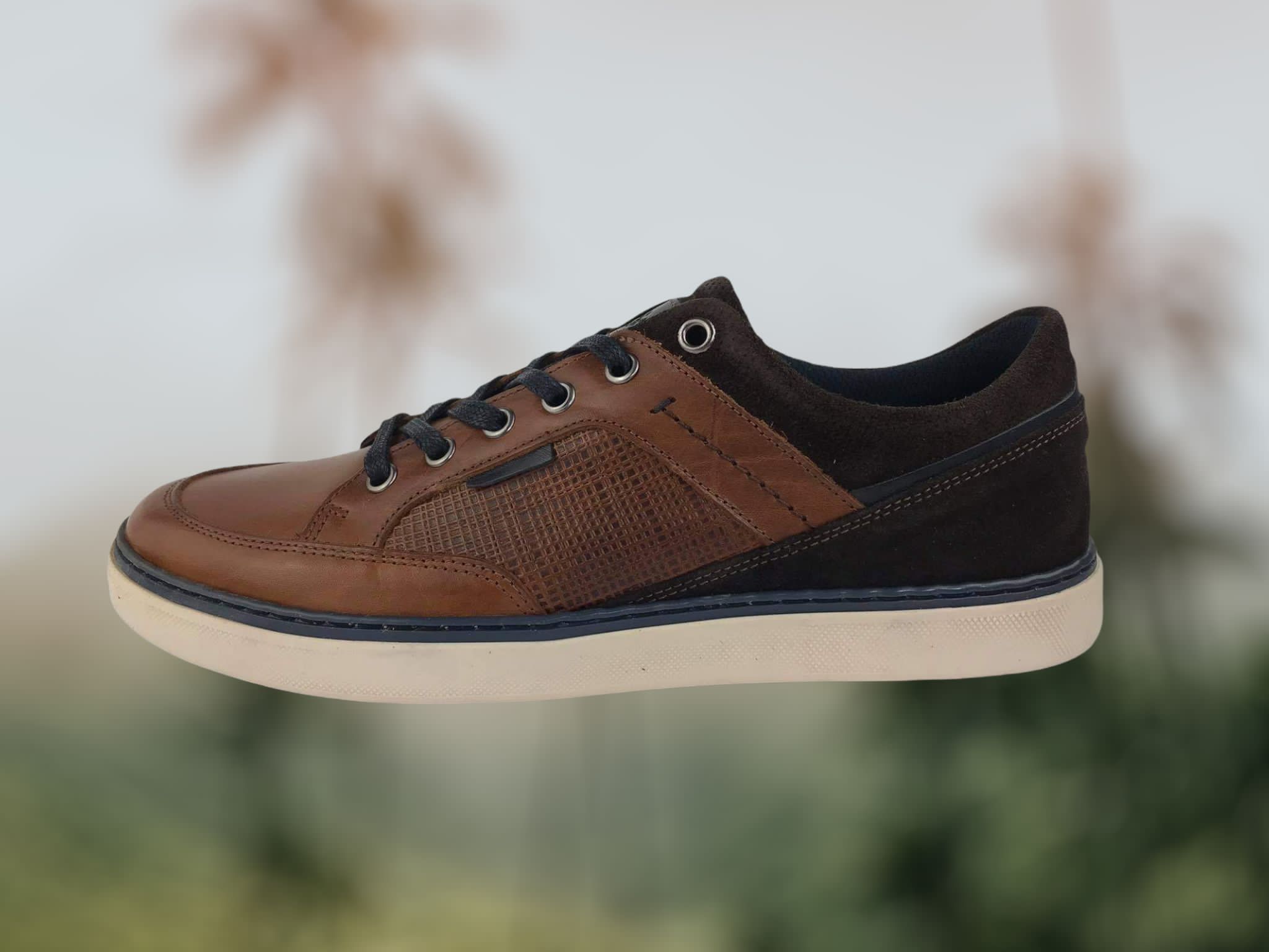 48 Hours | Sneakers/zapatos hombre calle cordones piel color marrón caramelo Belice
