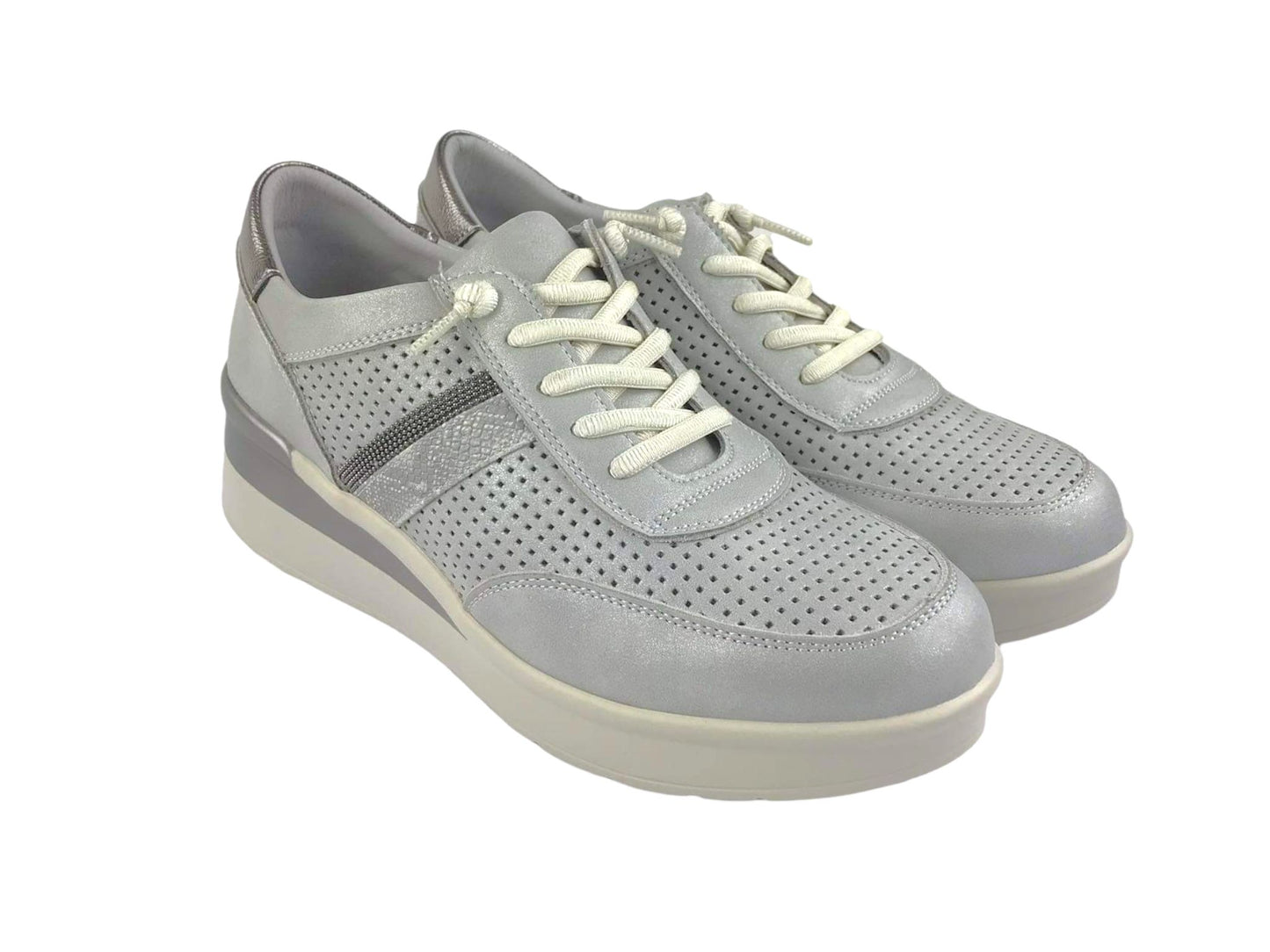 FLEXpies | Women's sneakers with elastic laces leather gray