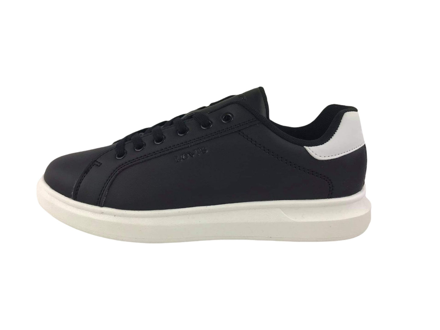 Levi's | Unisex synthetic leather sneakers with laces in black tones with white details Yuta