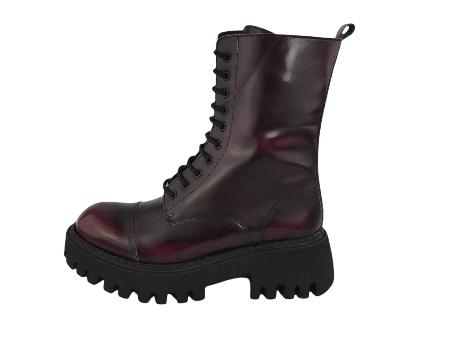 marnate | Women's Zareb military boots in maroon waxed leather