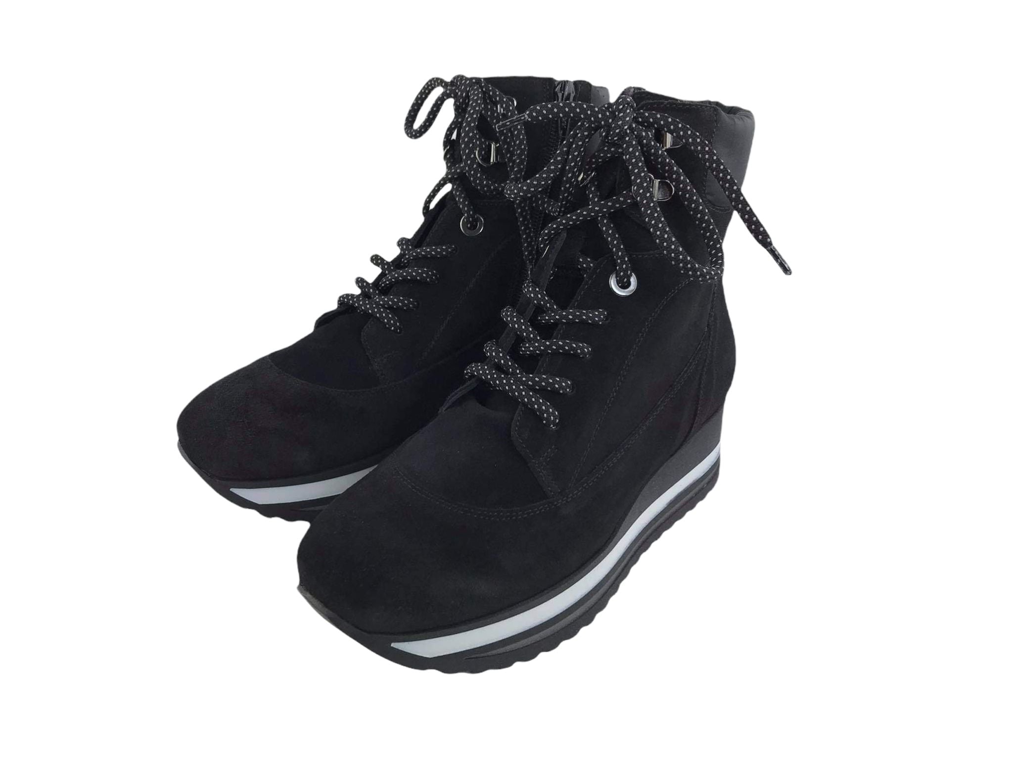 Black lace up wedge hotsell ankle boots