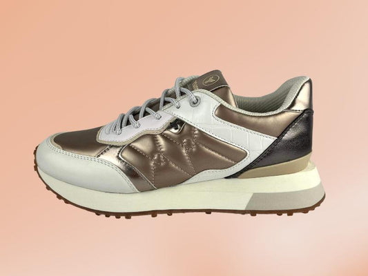 Yumas | Women's beige Bellevarde eco-leather street sneakers/tennis
