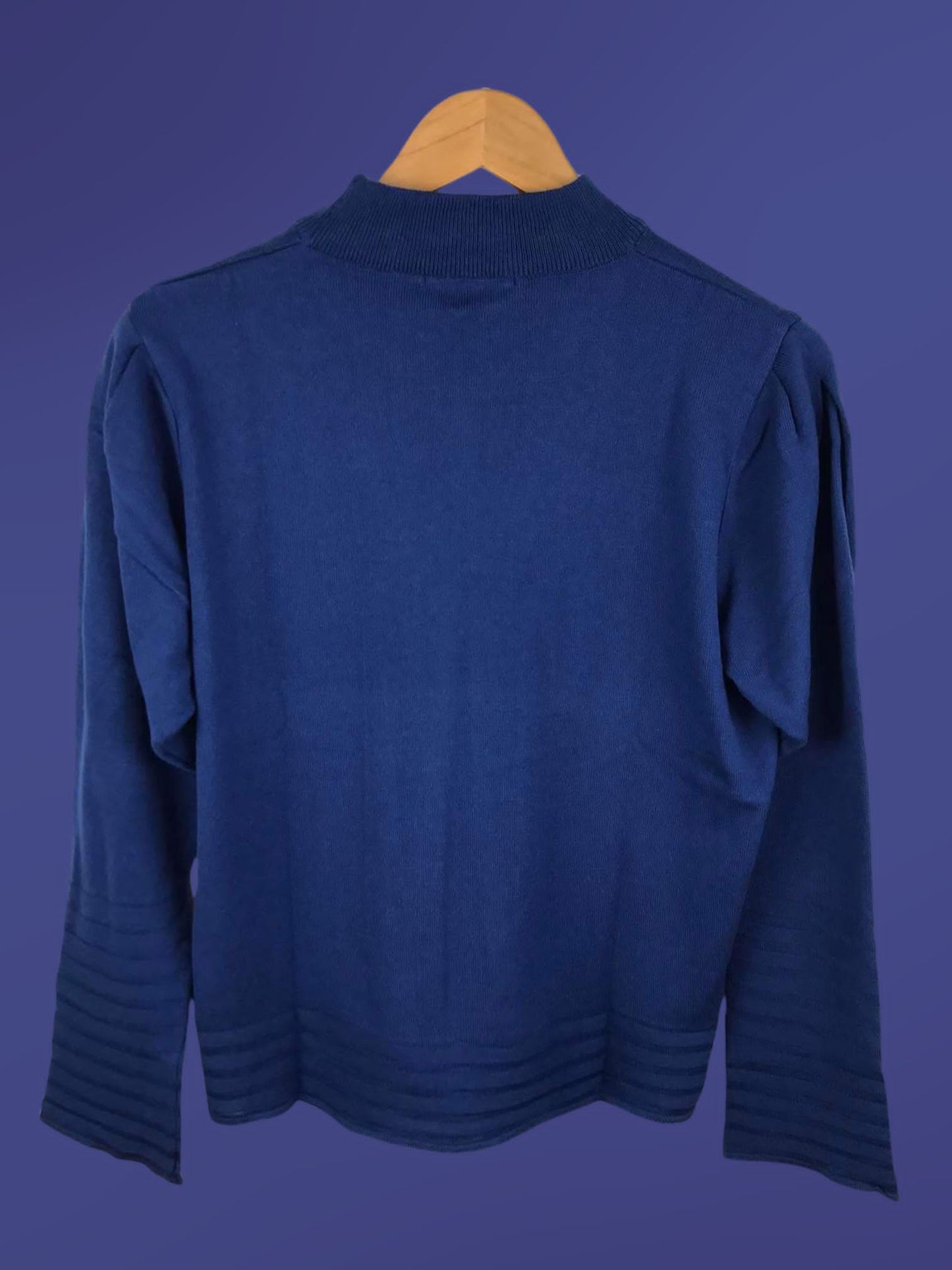 NewCotton | Women's fine knit sweater with semi-swan neck in ink blue Oboe