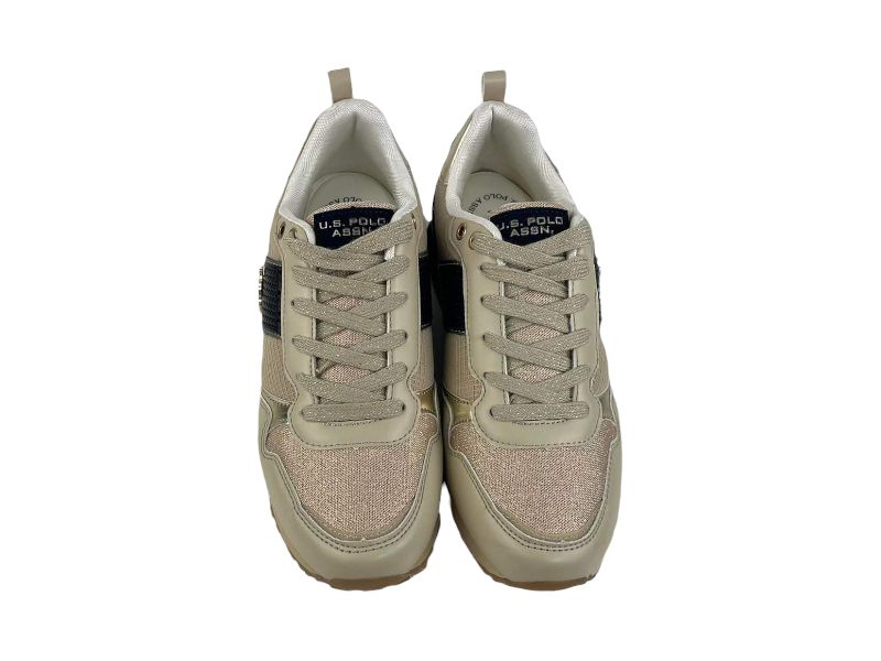 US Polo Assn. | Women's sneakers with beige FRIDA eco-leather and textile laces