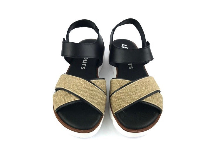 48 hours | Black leather flat sandals