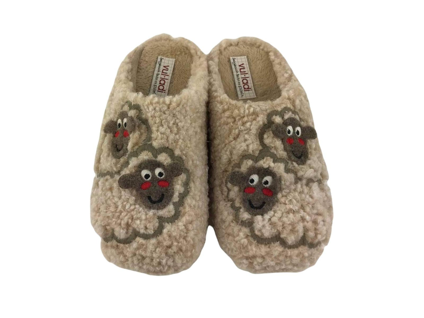Vulladi | Women's funny winter barefoot slippers Beige Sheep