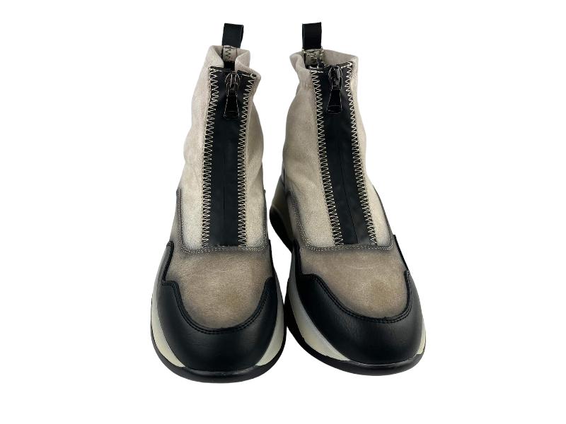 Khloe Marin | Lis two-tone leather flat ankle boots with zipper for women