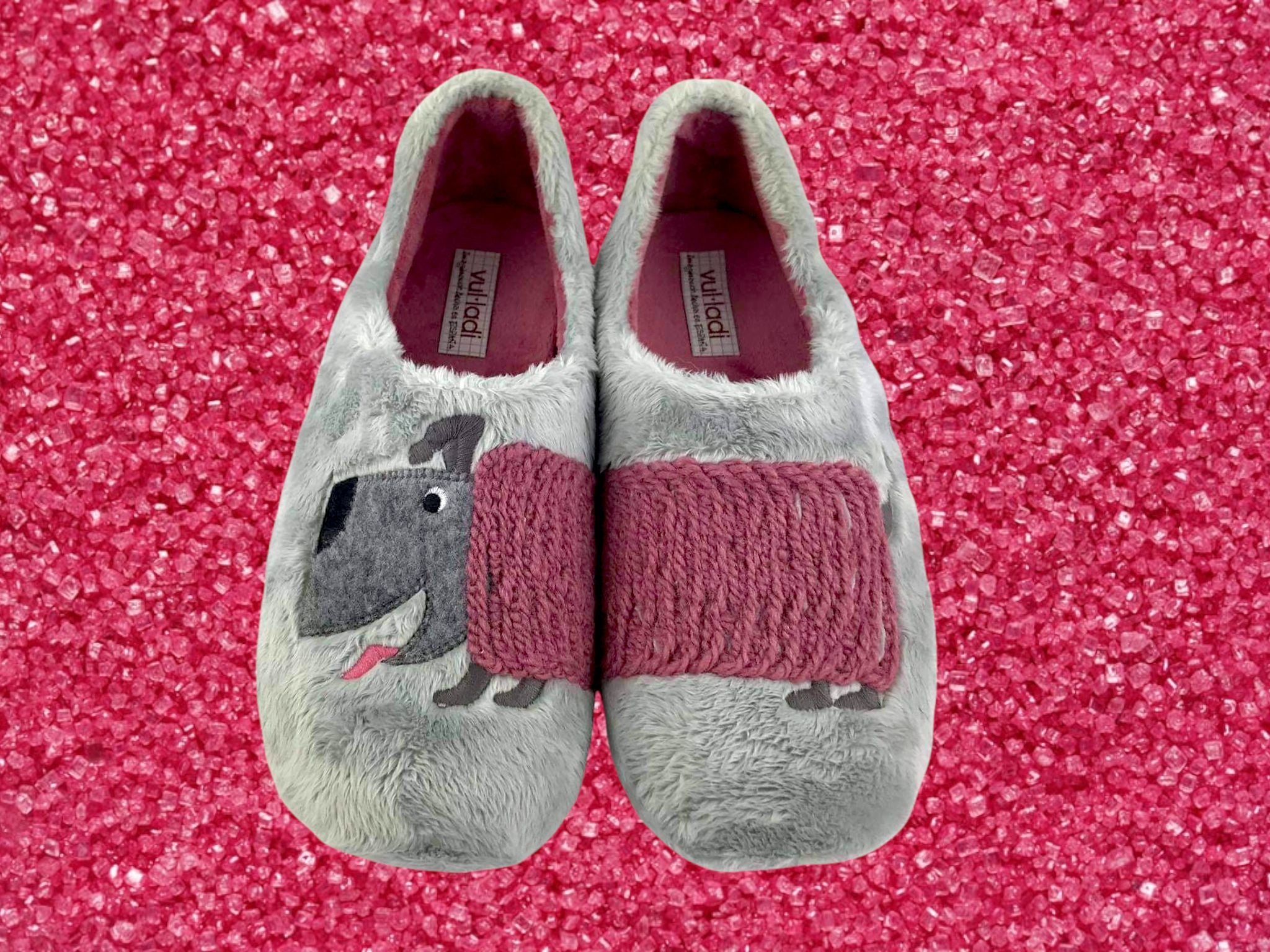 Vulladi Zapatillas de casa cerradas de mujer Dog Perla