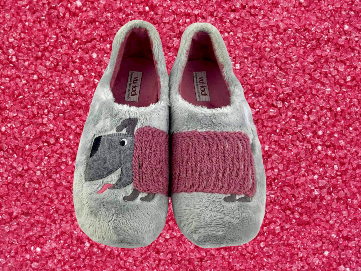 Vulladi Zapatillas de casa cerradas de mujer Dog Perla