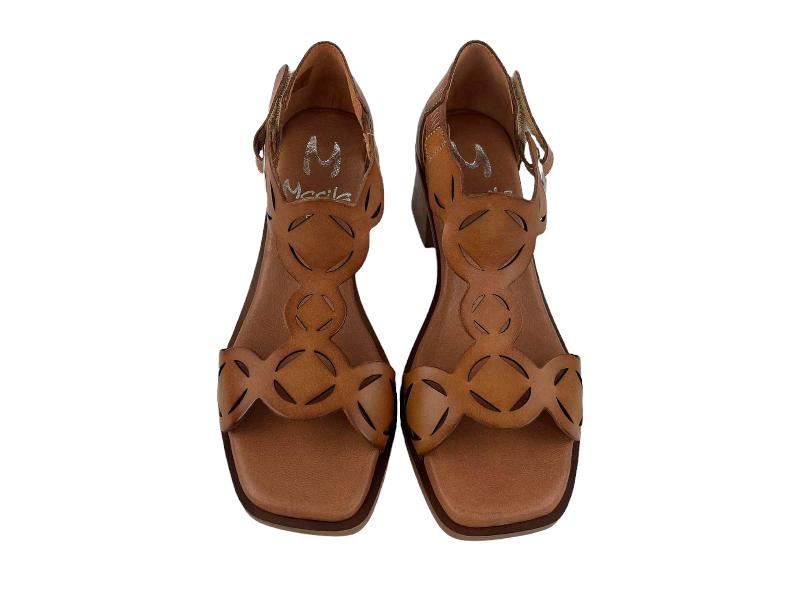 Marila | Ethnic women's sandals with geometric heel color leather Sila
