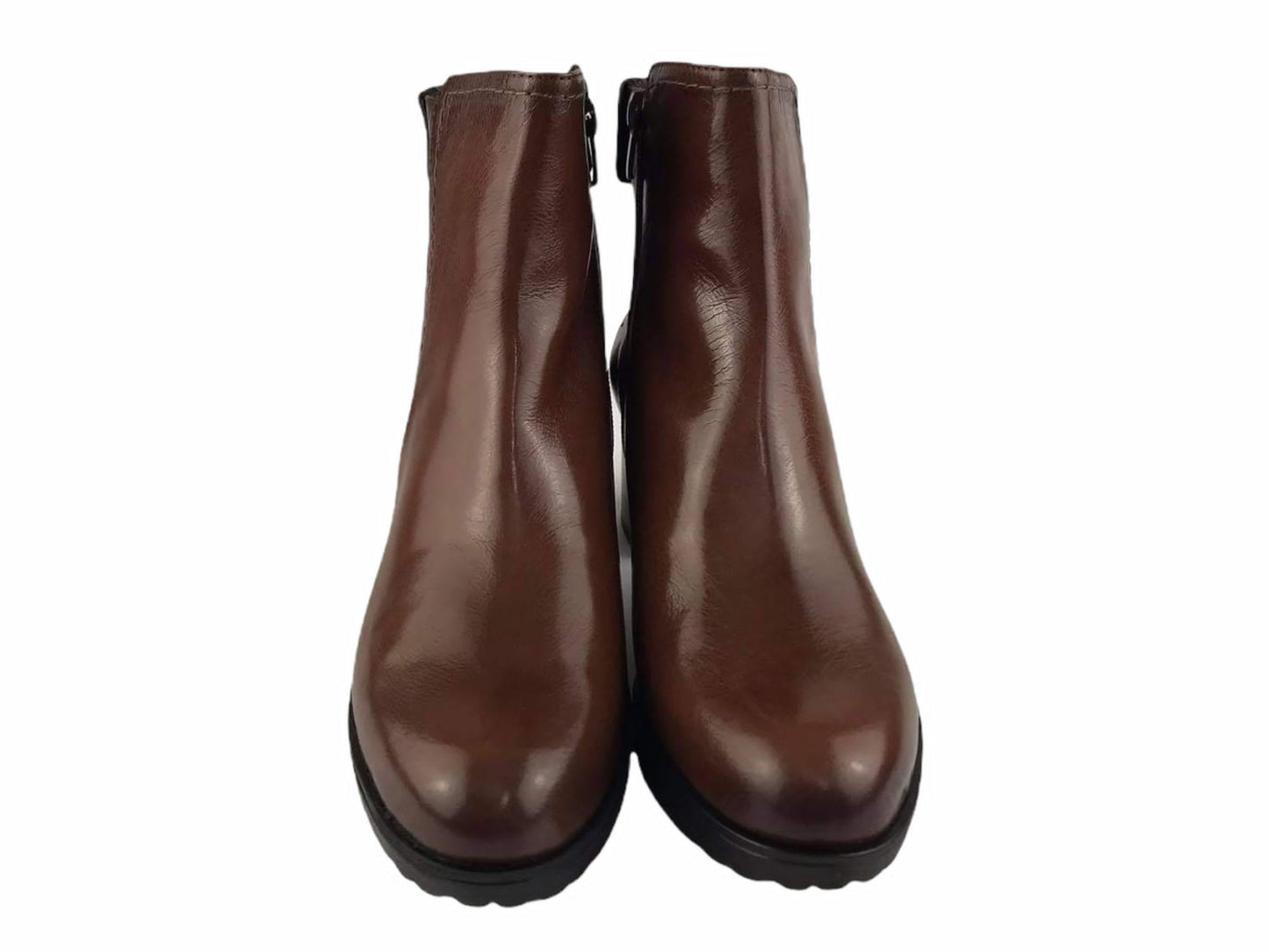 Plumers | Xila brown smooth leather high-heeled ankle boots