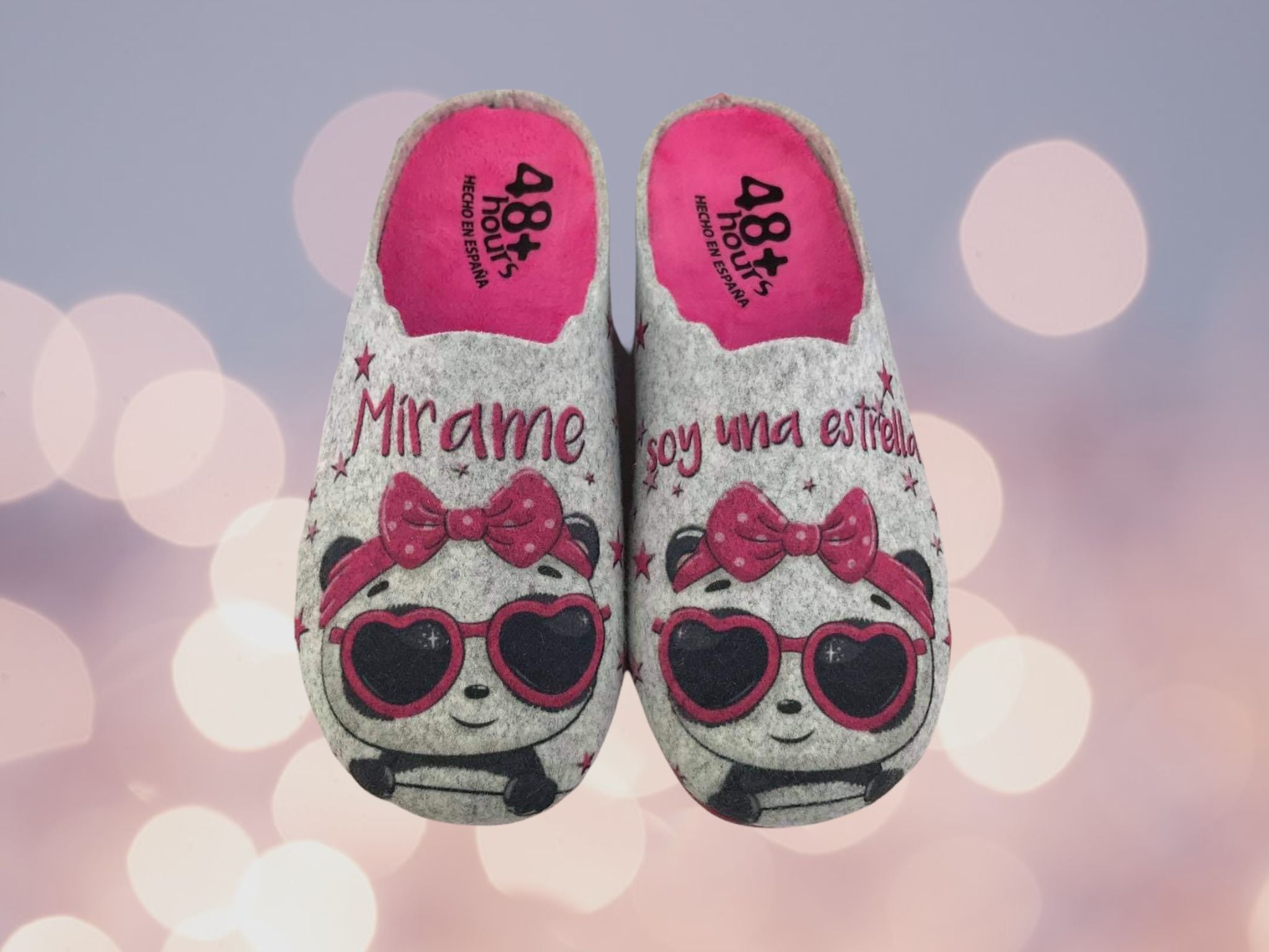 48 Hours | Zapatillas casa descalzas mujer plantilla extraíble paño gris perla Estrella