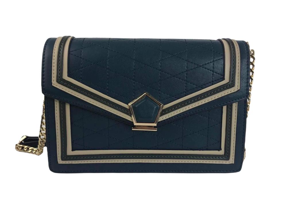 Alessia Massimo | Iria blue small quilted faux leather women's shoulder bag