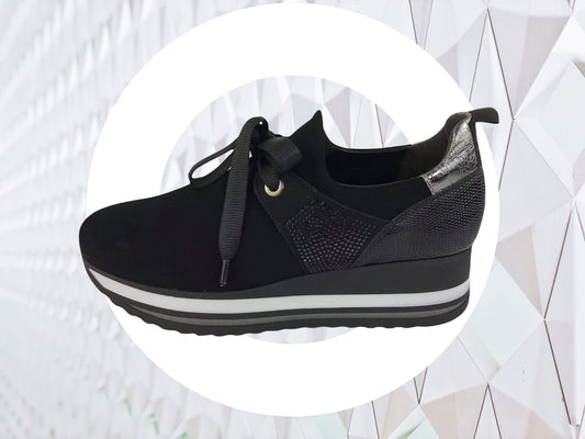 Comart | Chaussure sneaker Nobuck noire pour femme avec nœud Milano