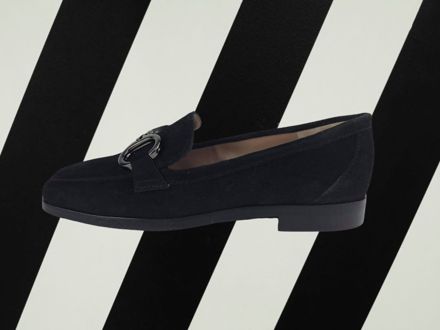 Plumers | Laura men's flat loafers, black suede leather