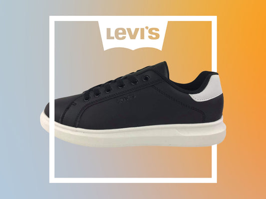 Levi’s |  Sneakers unisex  piel sintética con cordones en tonos negros con detalles en blanco Yuta