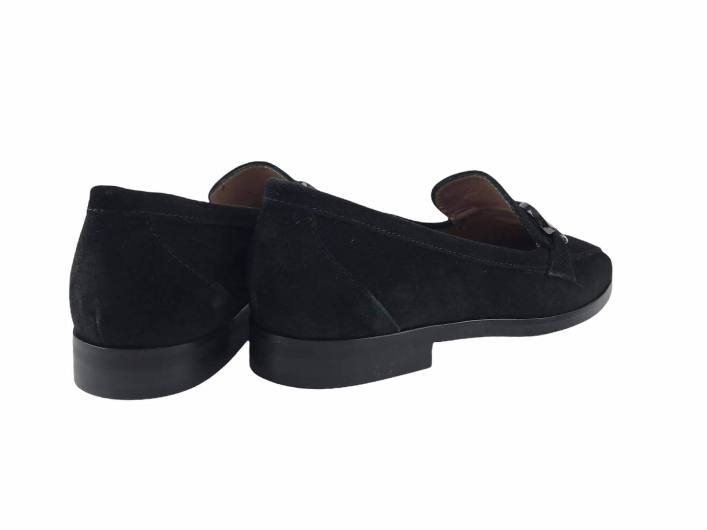 Plumers | Laura men's flat loafers, black suede leather