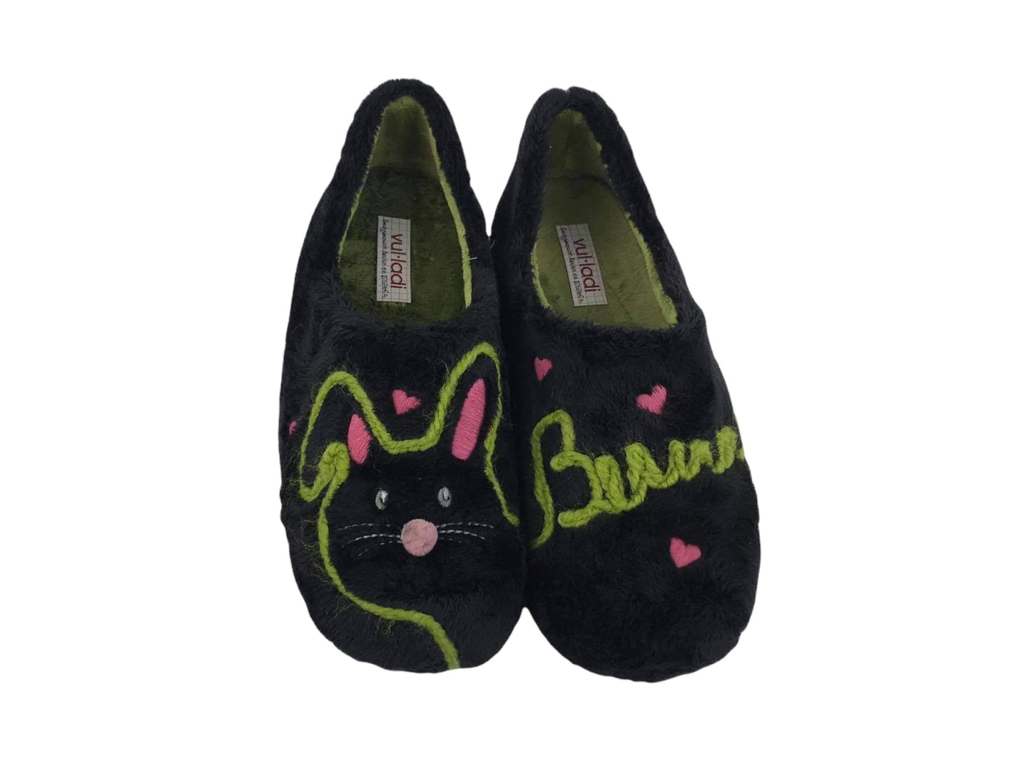 Vulladi | Women's Bunny black closed house slippers