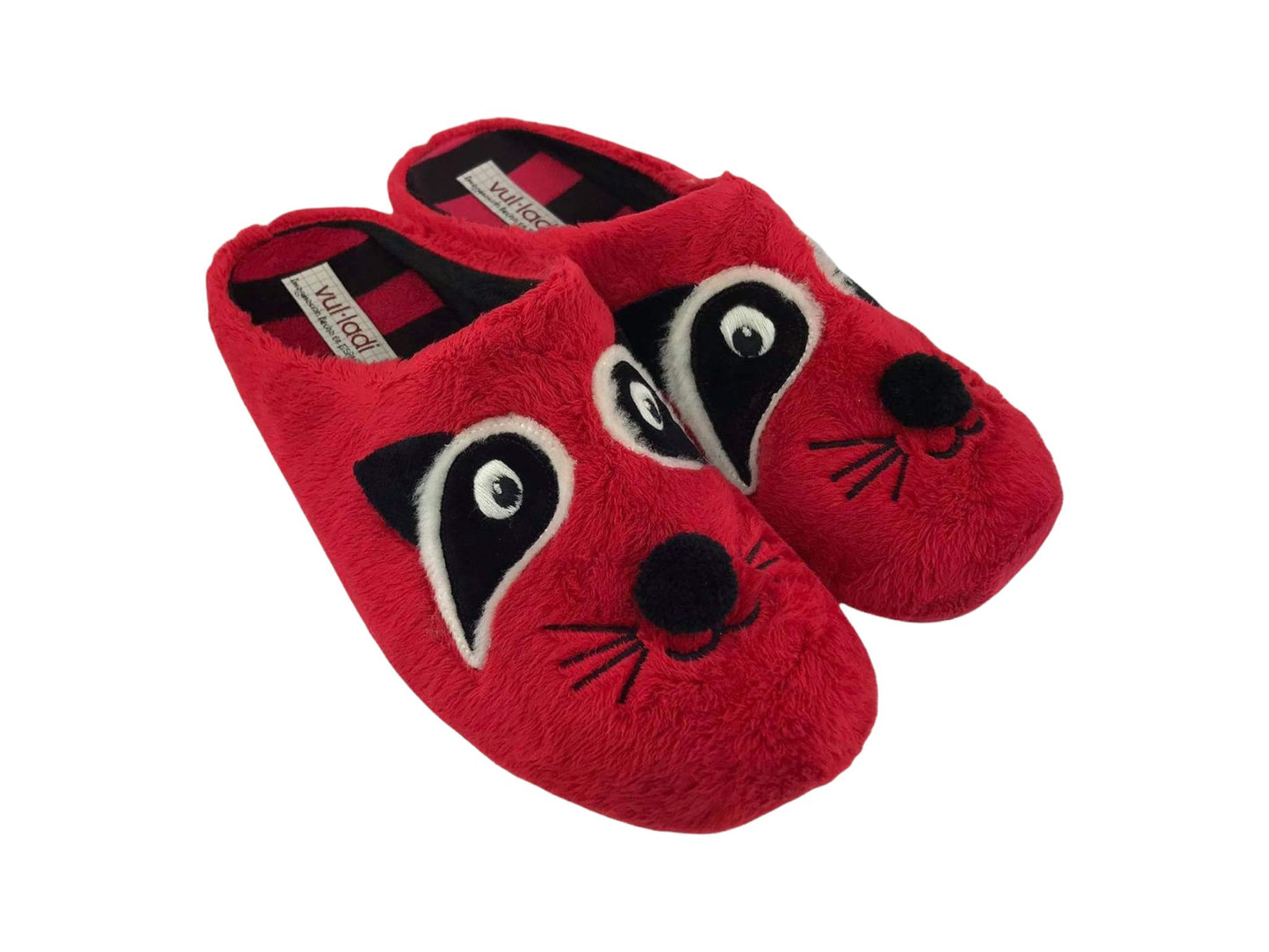 Vulladi | Zapatillas de casa descalzas mujer mapache rojas