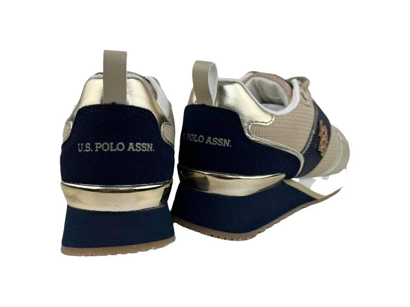 U.S.PoloAssn. | Sneakers mujer con cordones ecopiel y textil FRIDA beige