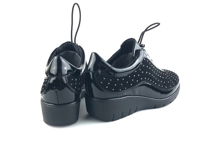 Cutillas | Zapatos - sneakers mujer con cordones y cuña negros Cleo