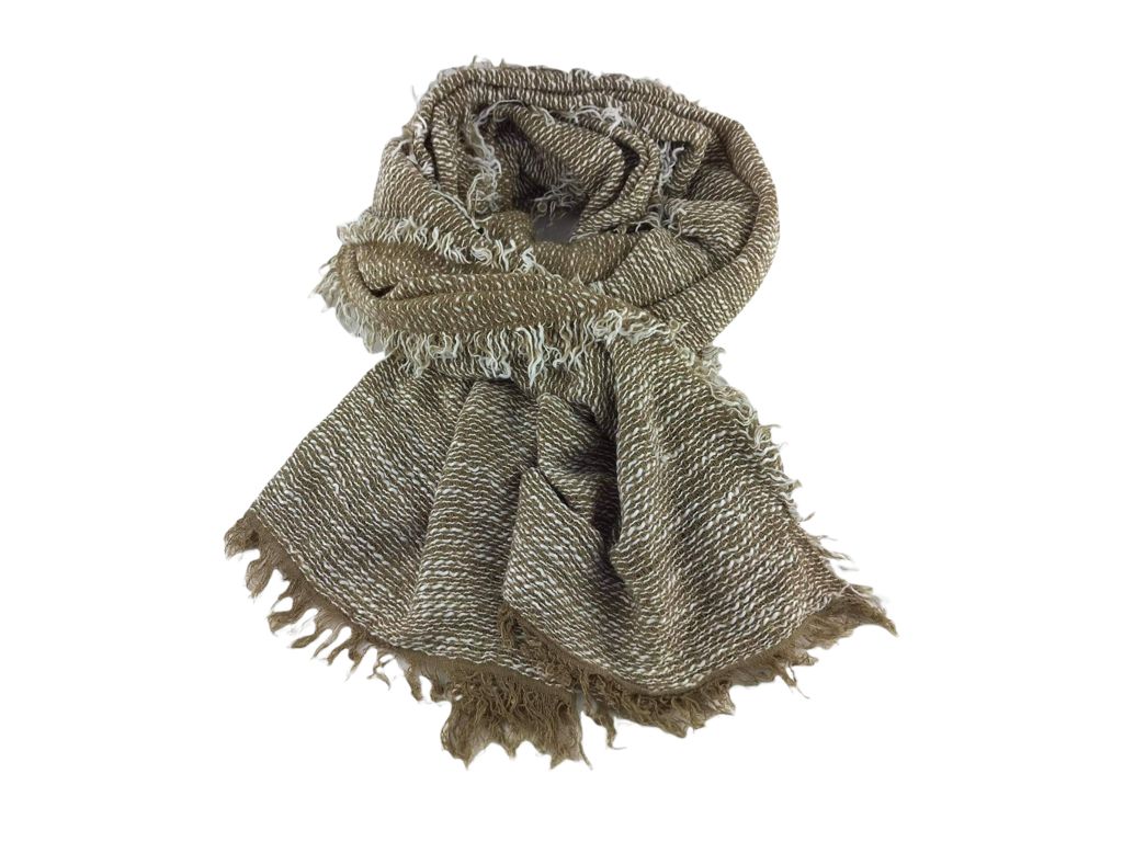 Margu | Unisex beige and white acrylic scarf Rita