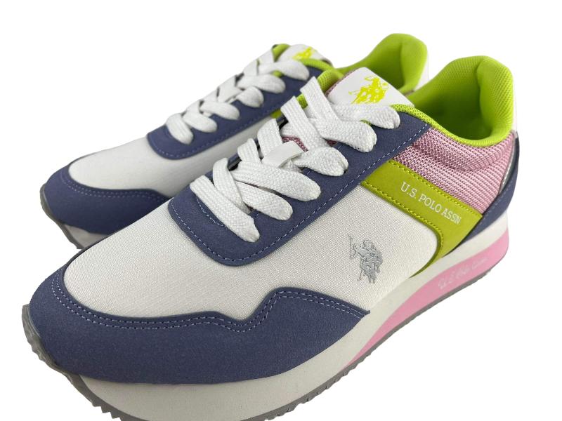 U.S.Polo Assn. | Sneakers-tenis mujer con cordones rosa y lima Frisby