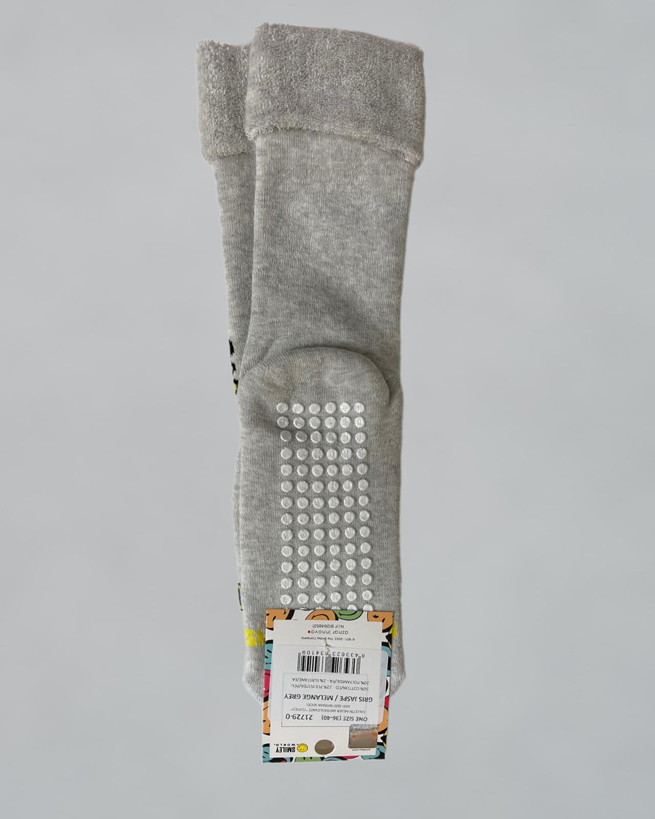 Smiley World | Women's emoticon socks with non-slip rubber jasper gray