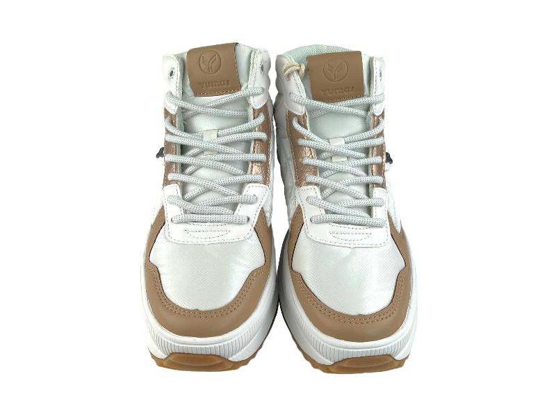 Yumas | White and copper low-top sneakers eco-leather nylon Cartagena