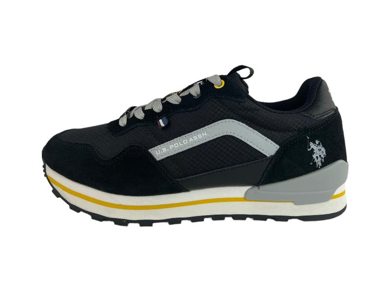 US Polo Assn. | Men's leather (split leather) and black, gray and yellow Boston sneakers