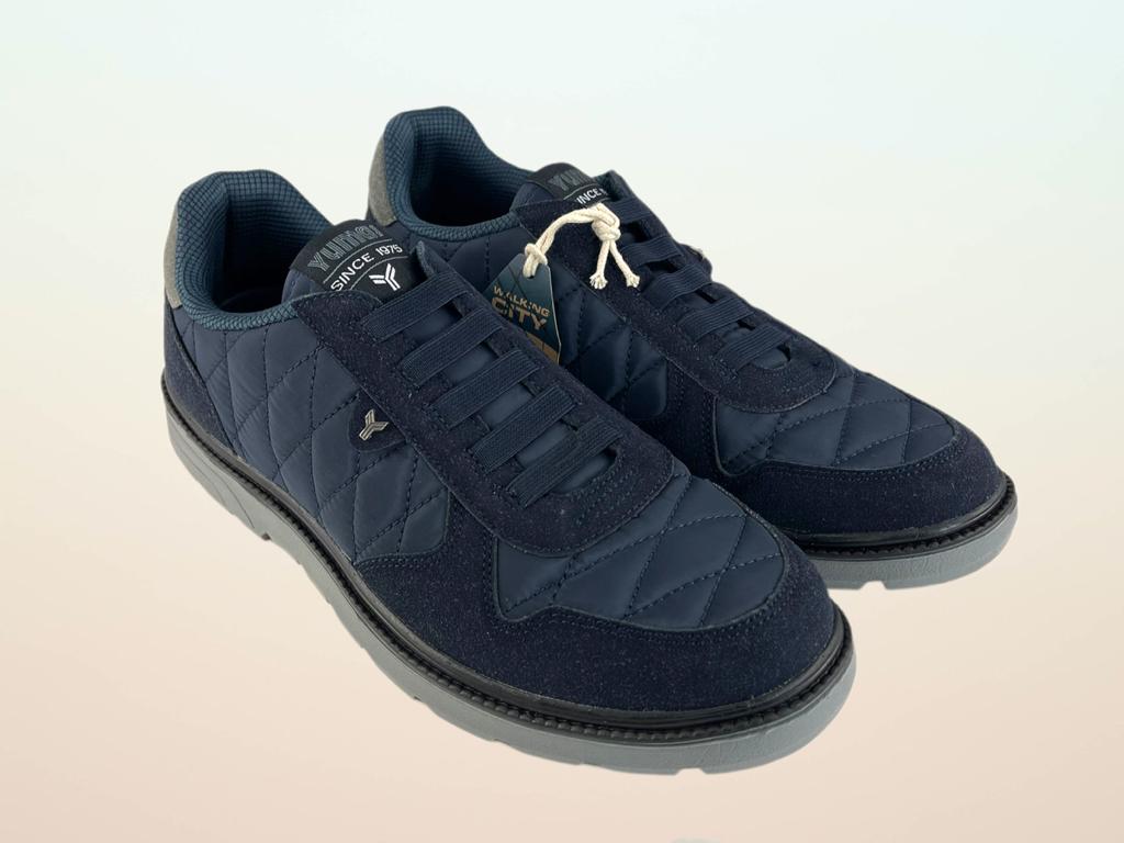 Yumas | Men's light sneakers nylon eco-leather comfort latex navy blue without laces Malmo